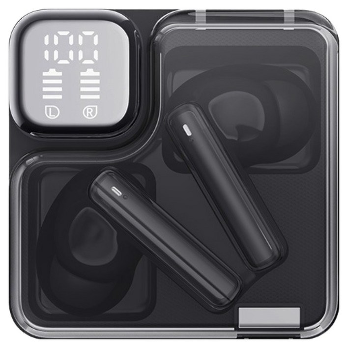 QCY T31 멜로버즈 네오 LED디스플레이 블루투스 이어폰, 블랙, QCY-T31 MeloBuds Neo