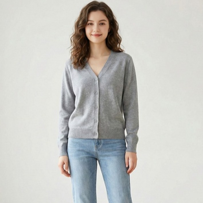 파라다이소 여성용 데일리 소프트터치 베이직 브이넥 버튼 가디건
