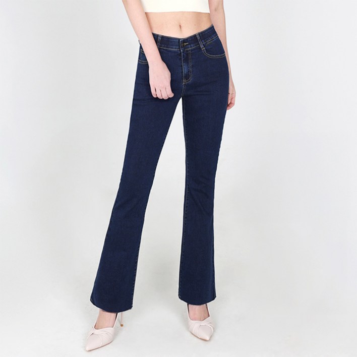 닷이프 여성용 롱숏 기장 스판좋은 히든밴딩 슬림 부츠컷 청바지