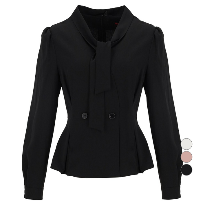 숲 여성용 타이 페플럼 블라우스 SA9LS36