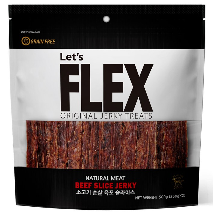 플렉스 강아지 그레인프리 순살 슬라이스 육포, 소고기, 500g, 1개