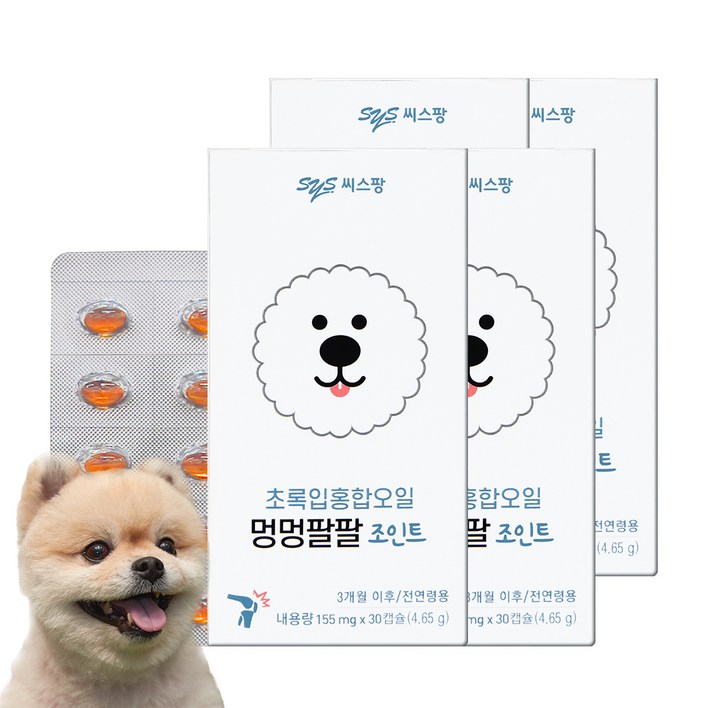 씨스팡 멍멍팔팔 조인트 반려견 관절 영양제, 초록입홍합, 4개