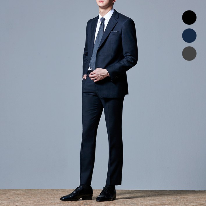 맨잇슈트 남성용 솔리드 기본핏 베이직 정장 상하의 세트