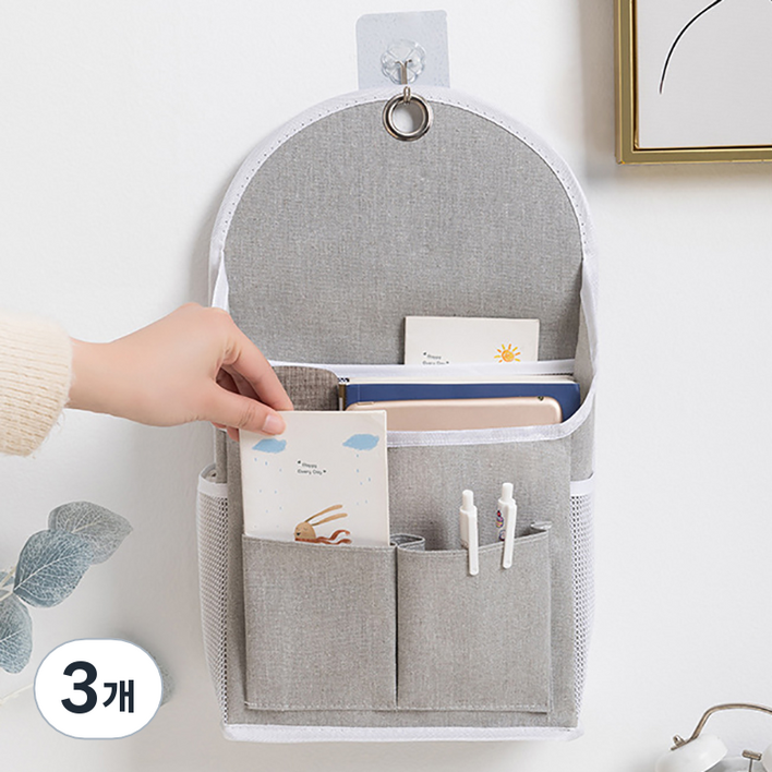 따봉오빠 무타공 생활 방수 벽걸이 포켓 수납 바구니 10 x 23 x 41 cm JNHA1784