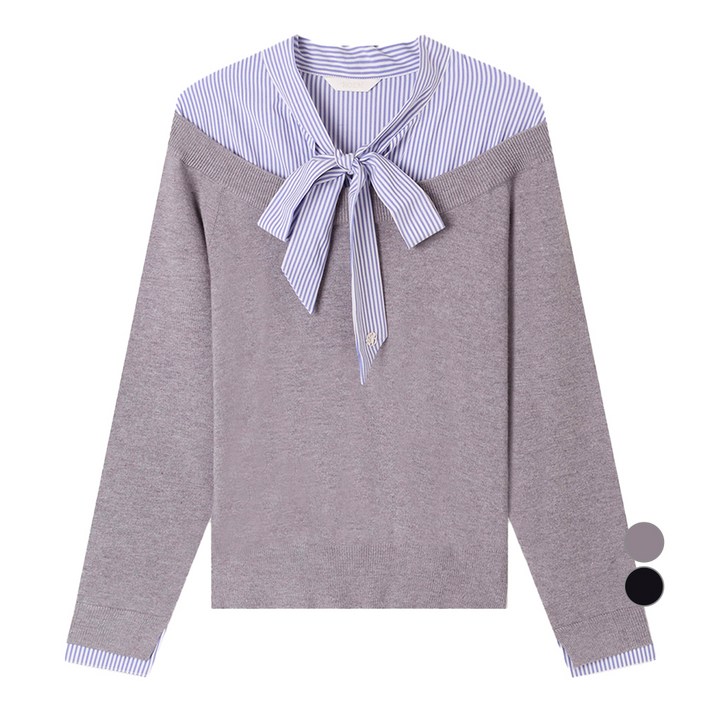 로엠 여성용 오프숄더 우븐매칭 스웨터