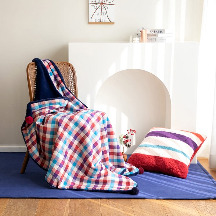 오리고 극세사 벨보아 니트방울 블랭킷