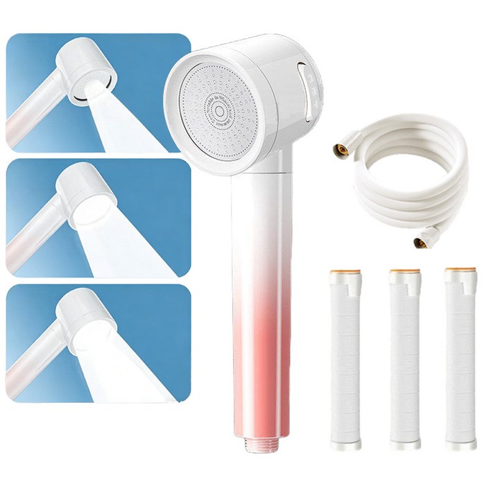 Tixpra 파워수압 필터 샤워기헤드 욕실 물때방지 호스1.5M