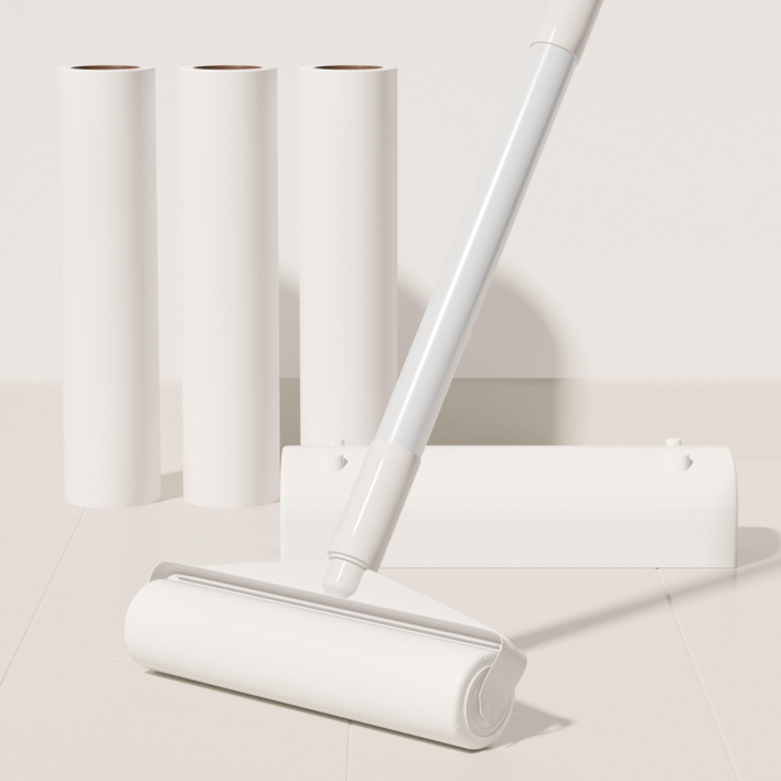 초강력 24cm 사선컷팅 대형 테이프 클리너 롱핸들 3단 본체리필 90회 4P