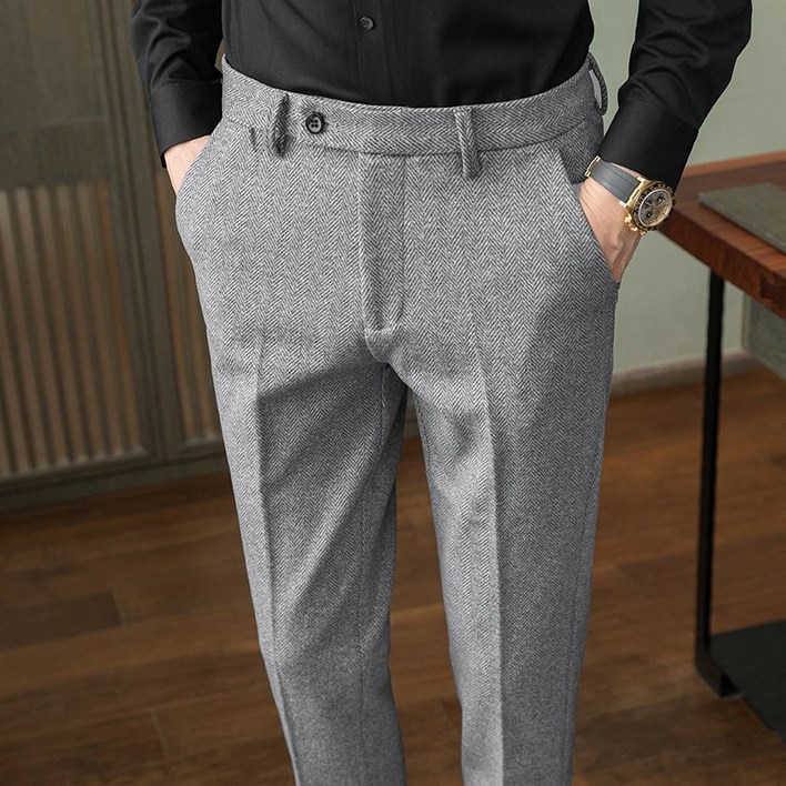 정장바지 남성정장 3767P70겨울모직 도톰한무늬 캐주얼바지 밍크소재 작은일자남성바지