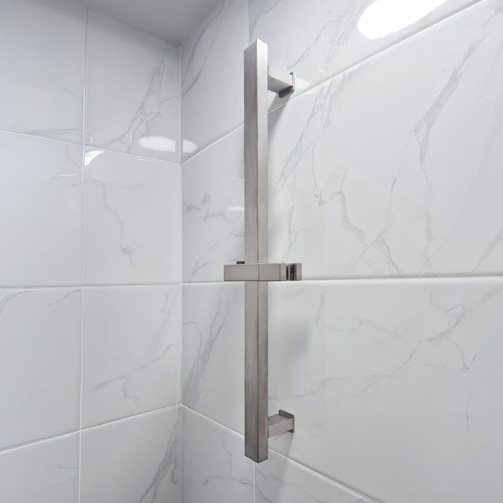 로딘 사각 슬라이드바 고급 욕실 SUS304 무광 니켈 스테인리스 스텐 샤워기걸이 행거 LO702, 실버