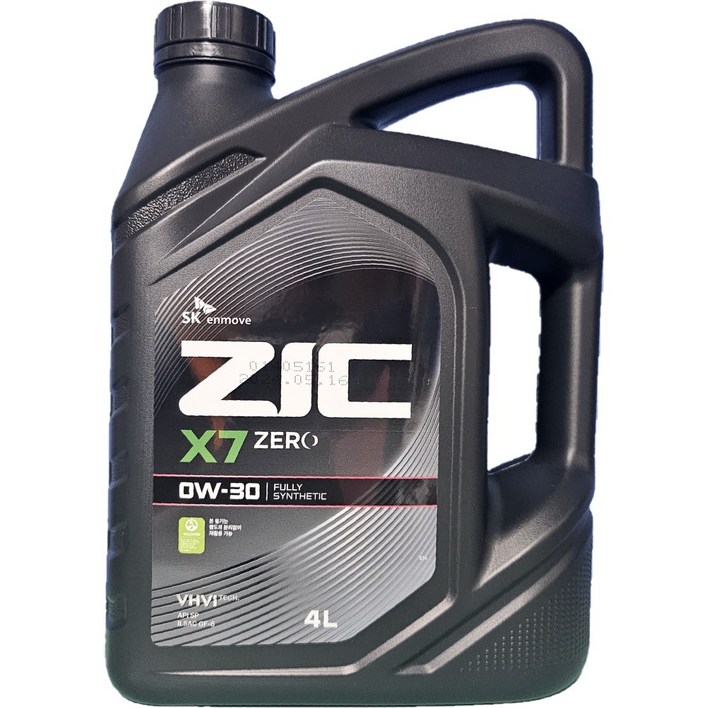 지크 X7 제로 0W30 4리터 API SP 100 합성 가솔린 엔진오일