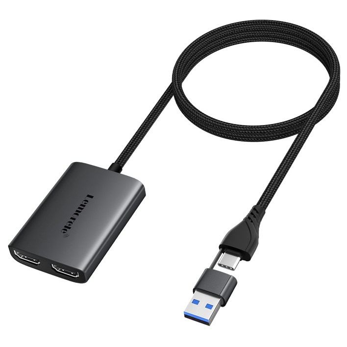 Type CUSB3.0 듀얼 HDMI 어댑터 1080P 60Hz 확장 2가지 다른 화면 타입 CUSB3.0 허브, 그레이, 1개