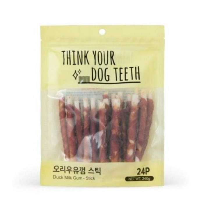 띵크유어도그티 소가죽우유껌, 연어스틱 묶음, 혼합맛오리우유, 240g, 1개