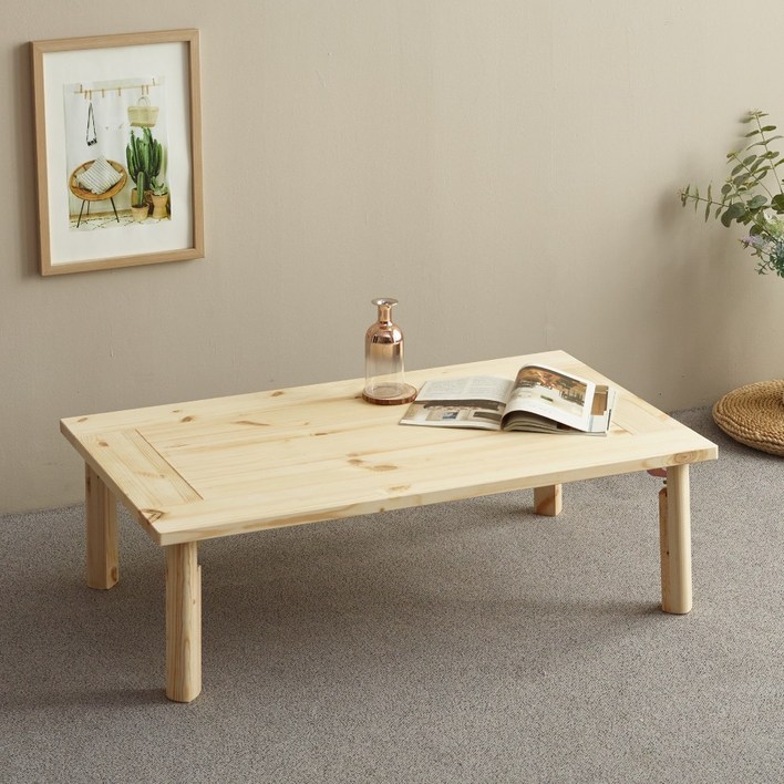 조은세상 편백나무 원목 강철 테이블 1000x600 피톤치드 히노끼 거실테이블, 내추럴