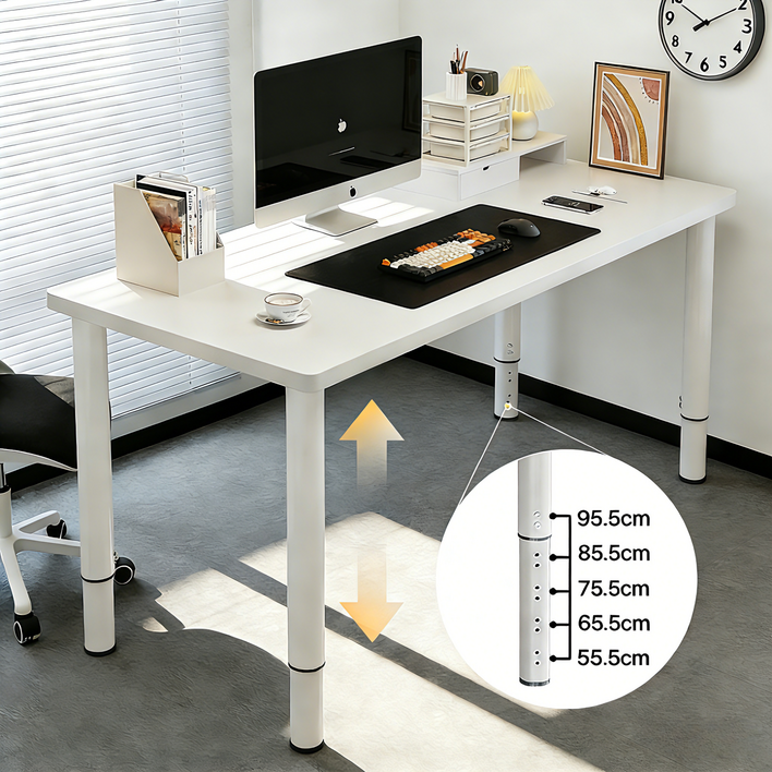 Unihome E0급 높이조절 튼튼한 사무용 컴퓨터 책상, 화이트