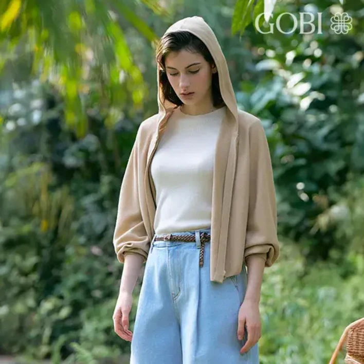 고비GOBI 실크 캐시미어 돌먼 후드 집업