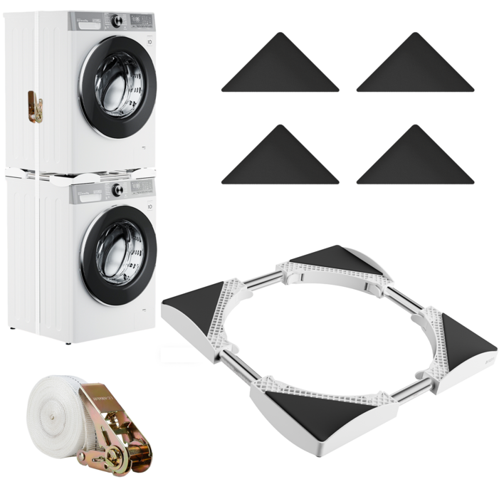 세탁기 건조기 선반 거치대 LG 삼성 무타공 직렬설치 스태킹 키트, 1개, J030-JS-XHJ-WH