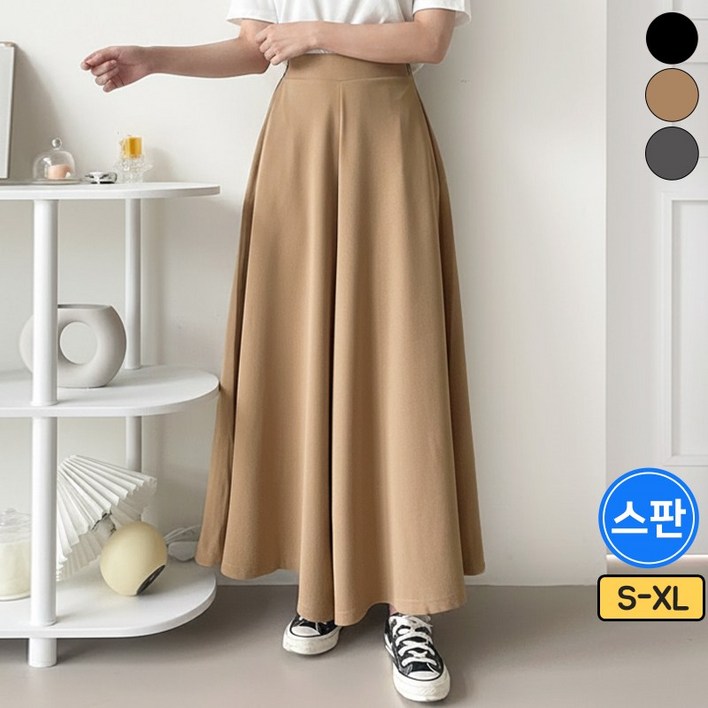 바비팩토리 여성용 밴드 와이드 롱기장 플레어 치마 바지 스판 좋은 큐롯 팬츠 빅사이즈까지