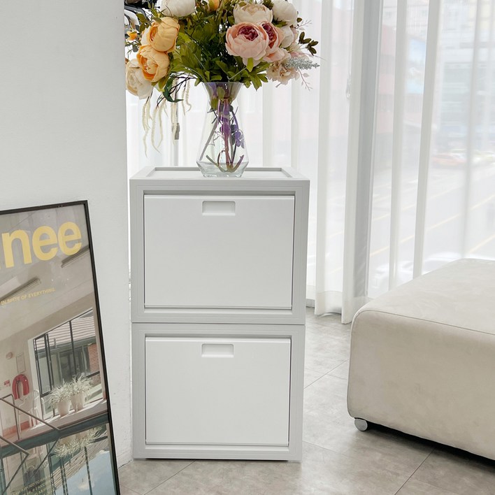 리빙앤트리 오픈도어 수납함, 화이트, 2개