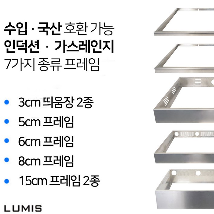 수입 국산 호환 인덕션 프레임 3cm 5cm 6cm 8cm 15cm 받침대 띄움장 거치대 판넬 전기레인지 스탠드 외함 하이라이트 케이스 프리스탠딩 루미스 LUMIS