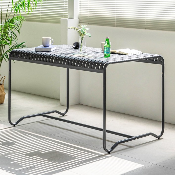 스팅 야외 철제 테이블 카페 피크닉 4인용 테이블, 그레이