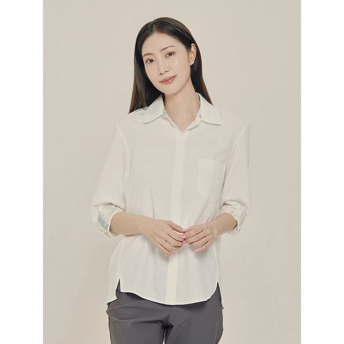 올리비아하슬러 화이트 히든 나염배색 셔츠 OHCMBL105