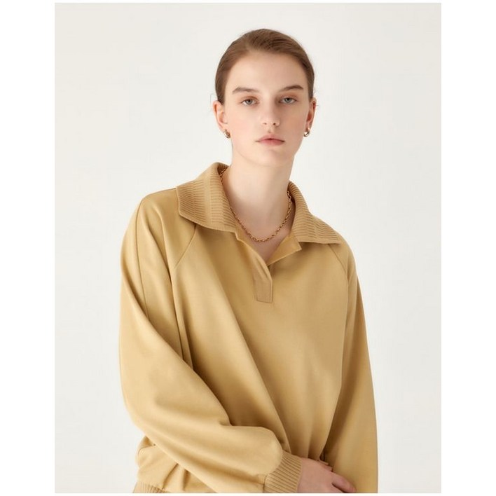 닥스레이디스 8890사이즈 닥스 옐로우 소재배색 면 긴팔카라티셔츠 DLTS2D903Y2 1148063