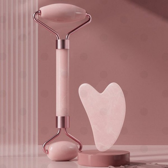 페이스롤러 마사지기 로즈쿼츠 하트형 구아샤 목어깨 림프순환 홈케어