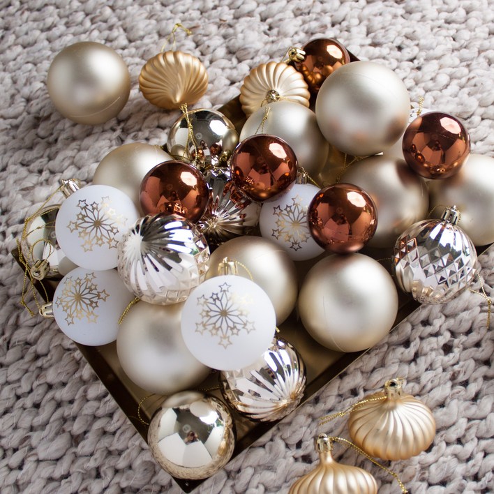 땡큐마더 크리스마스 트리 장식 오너먼트 골드 스타볼 세트 35pcs