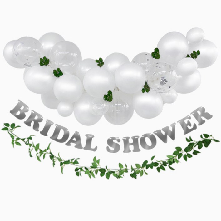 브라이덜 샤워 화이트 풍선 가랜드 세트 홈 파티 용품 장식 소품, BRIDAL SHOWER 가랜드  화이트 벌룬 세트