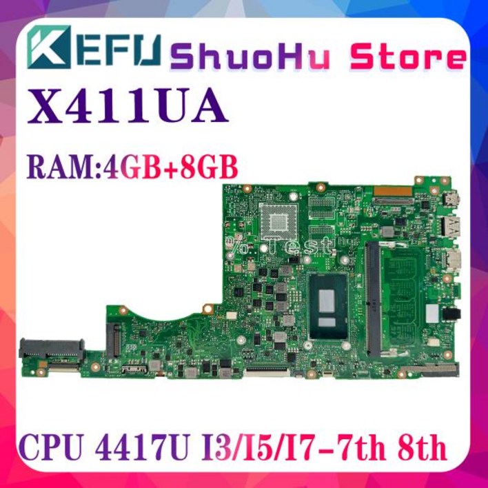 ASUSX411UAS X411UO S4000V, S4100V, X411UQ, X411UF, X411UN 노트북 마더보드, CPU I3, I5, I7, 7, 8, 4GB