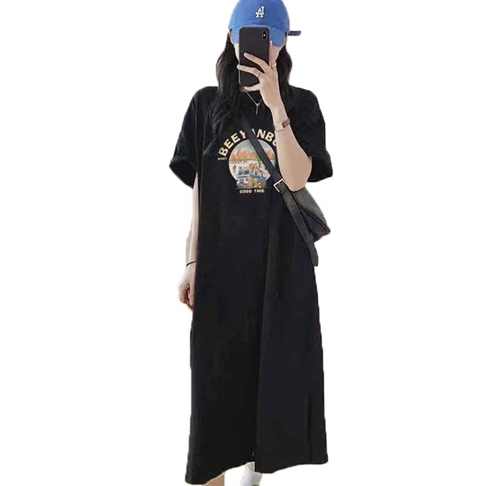 빅사이즈 루즈핏 반팔 원피스잠옷 홈웨어 Dress Pajamas