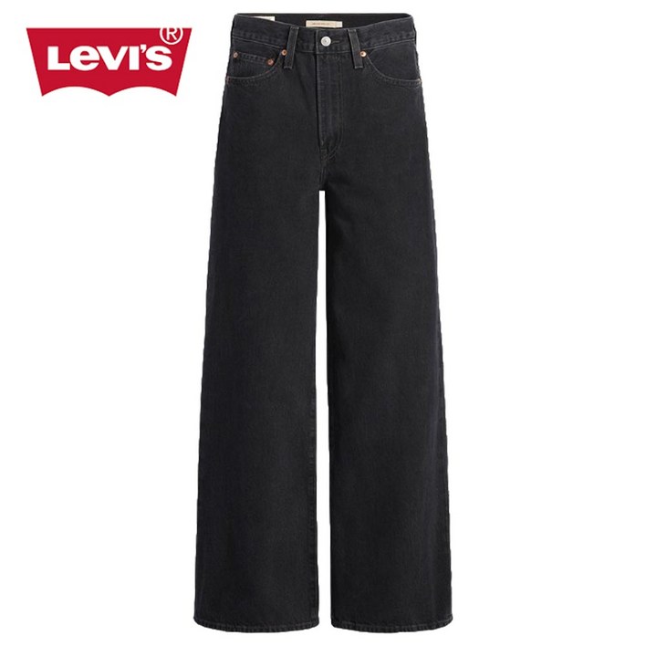 [매장발송] 리바이스 여성 청바지 흑청데님 하이라이즈 와이드 일자바지 블랙진