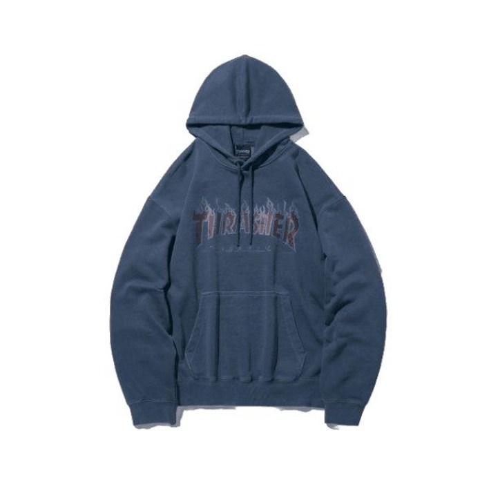 매장상품 THRASHER 트레셔 후드티 플레임 피그먼트 다잉 후디 다크 블루 328900