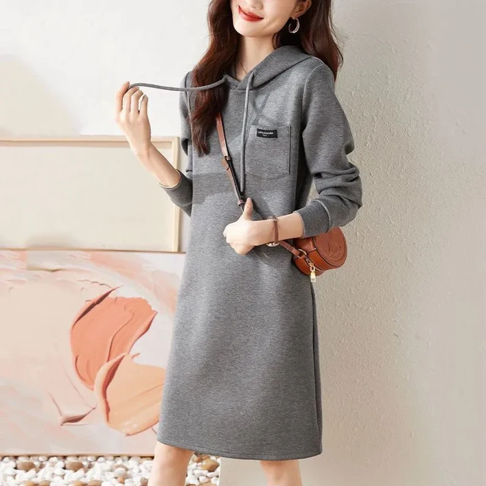 BLACK K7 여성 긴팔 후드 원피스 빅사이즈원피스 맨투맨원피스