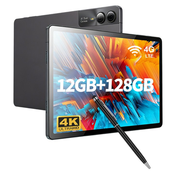 11인치 태블릿PC 안드로이드14 T616 프로세서 WiFi 태블릿 4K 화면 12GB RAM 128GB 12000mAh 배터리 업무 교육 엔터테인먼트 키보드 터치펜 포함