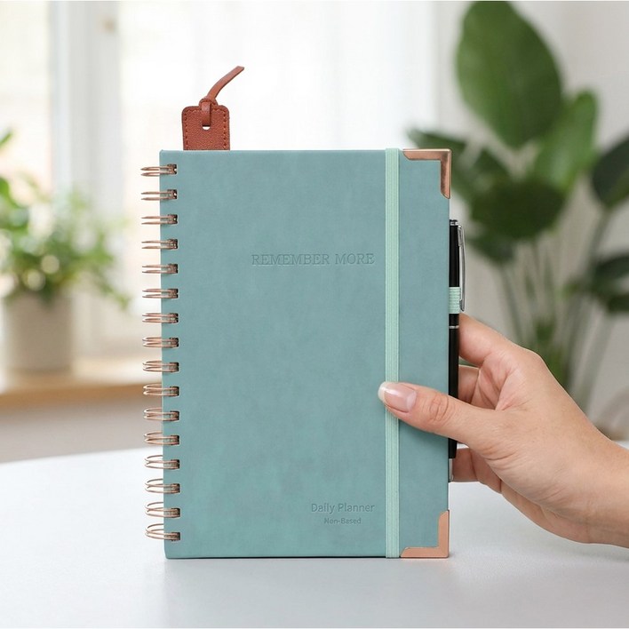 비오파파 만년 데일리 업무용 가죽 스프링 수첩 다이어리, 1개, 스카이