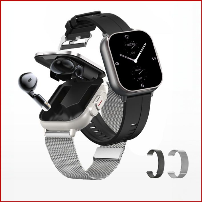 Cedcer 스마트워치 블루투스 이어폰 내장 TWS JR225 + 마그네틱 메탈 스트랩