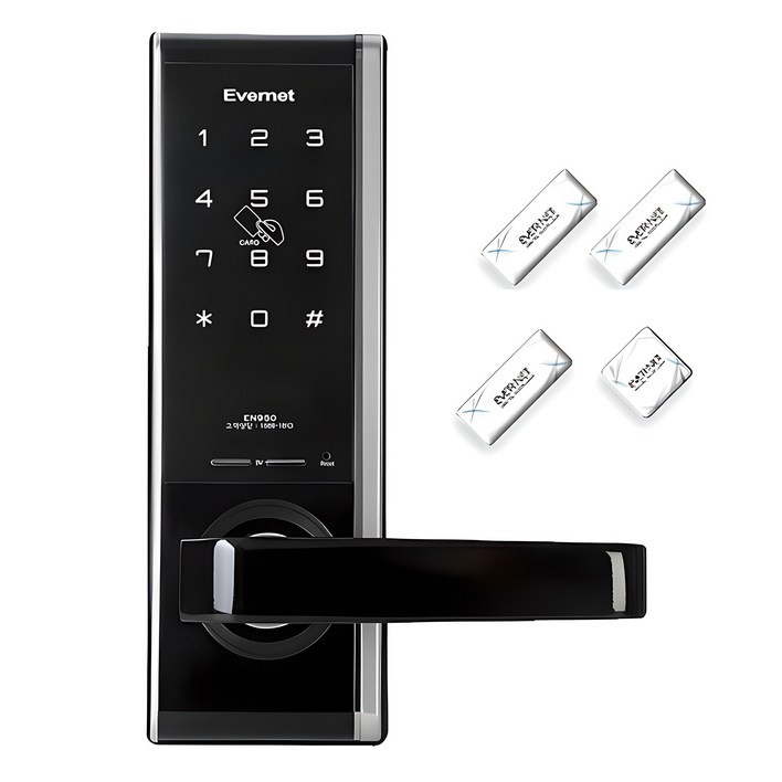 에버넷 무타공 디지털 손잡이 있음 도어락 세트