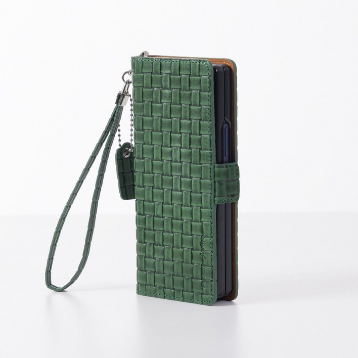 진렌체 비에토 갤럭시 Z폴드 메쉬 베지터블 천연 소가죽 지갑 케이스손목스트랩
