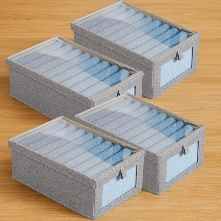 디모어 투명 커버 분리 수납 옷장 다용도 정리함, 4개, 그레이