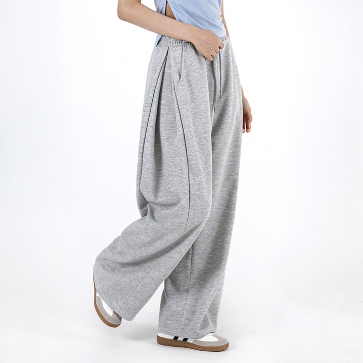 오버나인 여자 여성 숏롱기장 키작녀 키큰녀 핀턱 와이드 트레이닝 기모 바지 팬츠