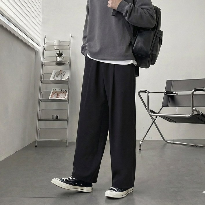 문컬렉션 와이드 원턱 슬랙스 통큰 편안한 벌룬 와이드핏 팬츠 통넓은 바지