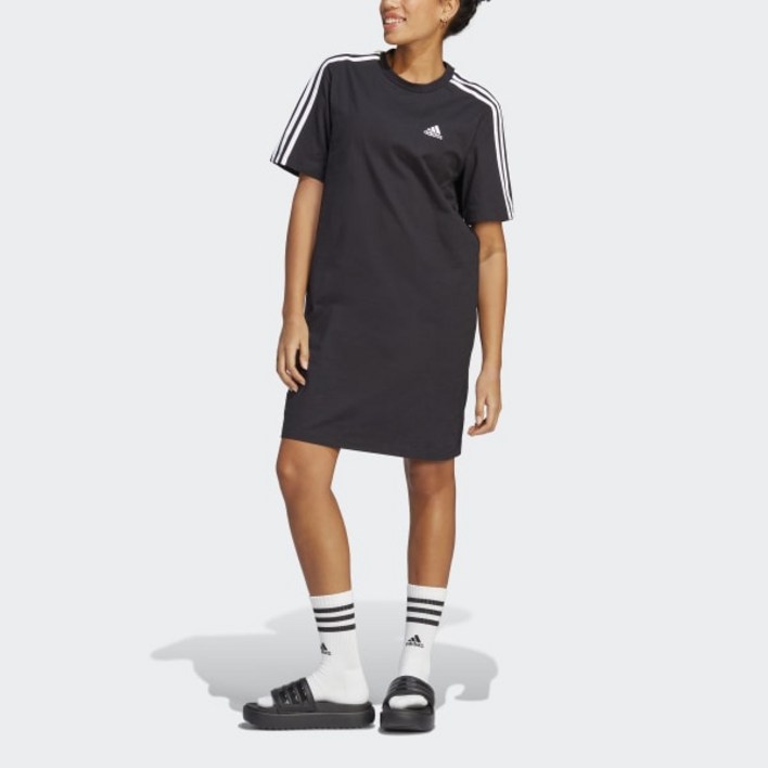 아디다스 ADIDAS 퍼포먼스 우먼스 에센셜 3S 싱글 저지 보이프렌드 티 드레스 반소매티 반팔티 원피스 반소매원피스 반팔원피스 면원피스 삼선원피스 HR4923