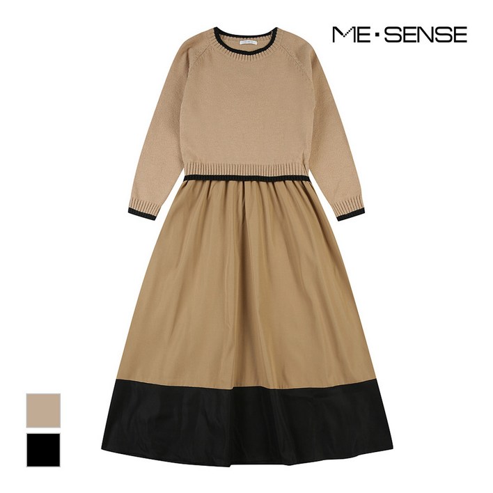 미센스 니트 배색라운드 원피스MB3ZKOM303Z