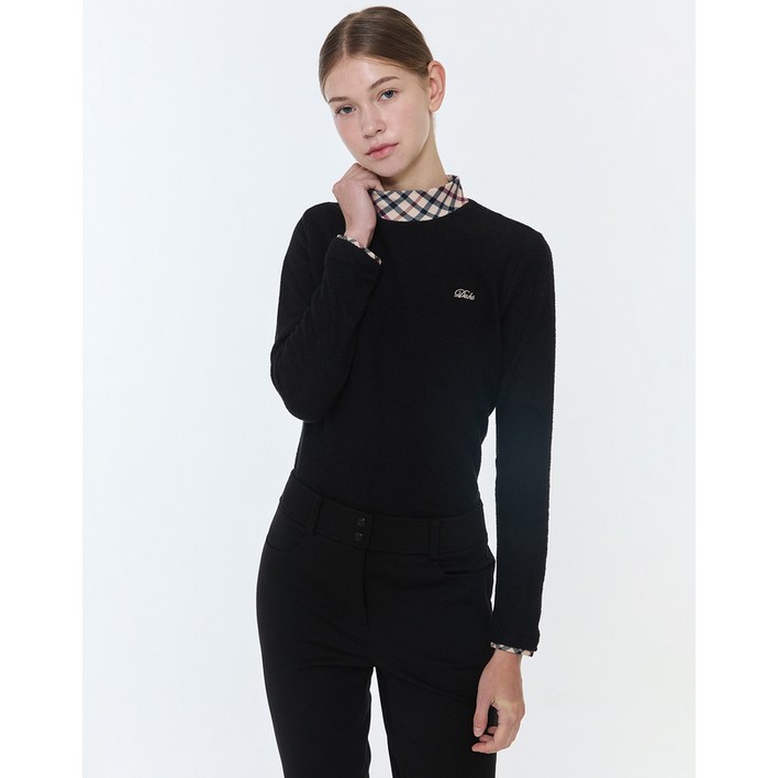 23FW populet블랙 체크배색 면혼방 긴팔티셔츠 WNTS3D903BB