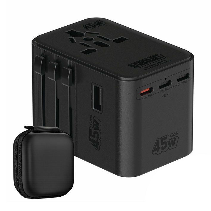 이어맥 2500W 드라이기 사용 가능 고출력 GaN 45W 초고속 충전 해외 여행용 멀티 플러그 어댑터 화이트, 1개