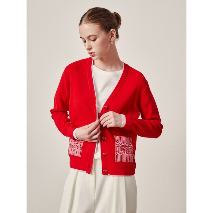 지고트 JR9A1CD325아트워크 패턴 라이트 가디건