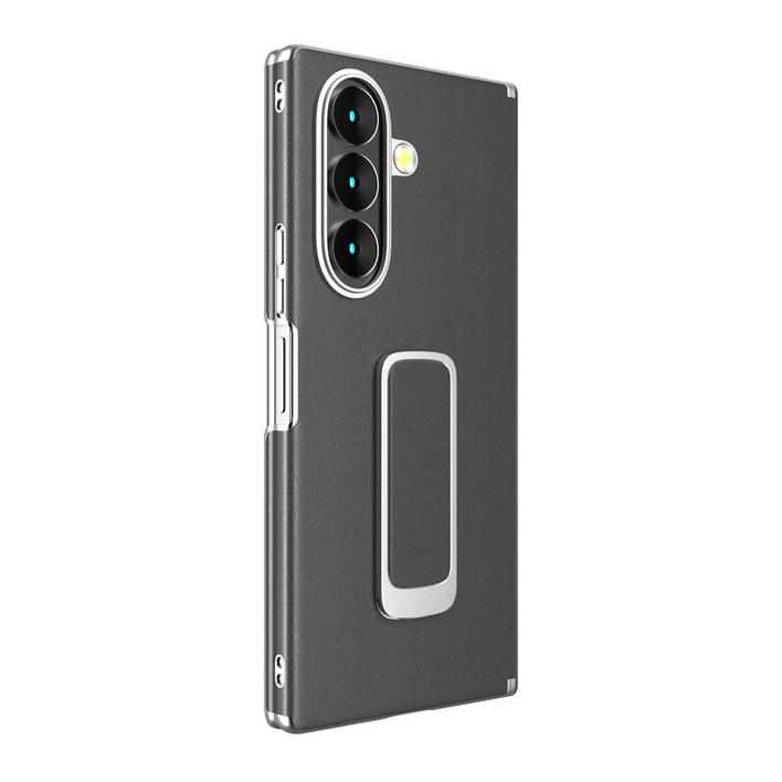 YINUO 갤럭시 Z 폴드 천연 가죽 슬림 그립 360도 각도 조절이 거치대 듀얼 중축 힌지 보호 후면 케이스