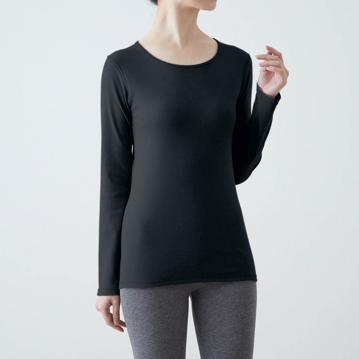 여성용 포근한 보온 이너 크루넥 긴팔